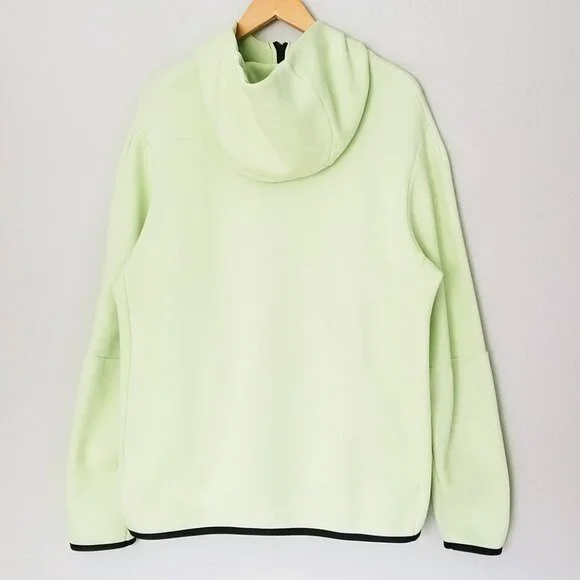 Nike Sportswear Men's L Tech Fleece Full-Zip Hoodie in Light Liquid Lime Black - Picture 6 of 16